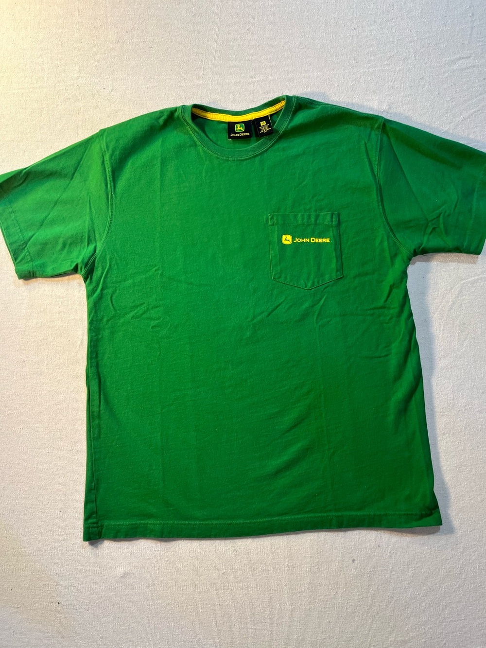 John Deere Green Short-Sleeve Pocket T-Shirt with Yellow Logo, M